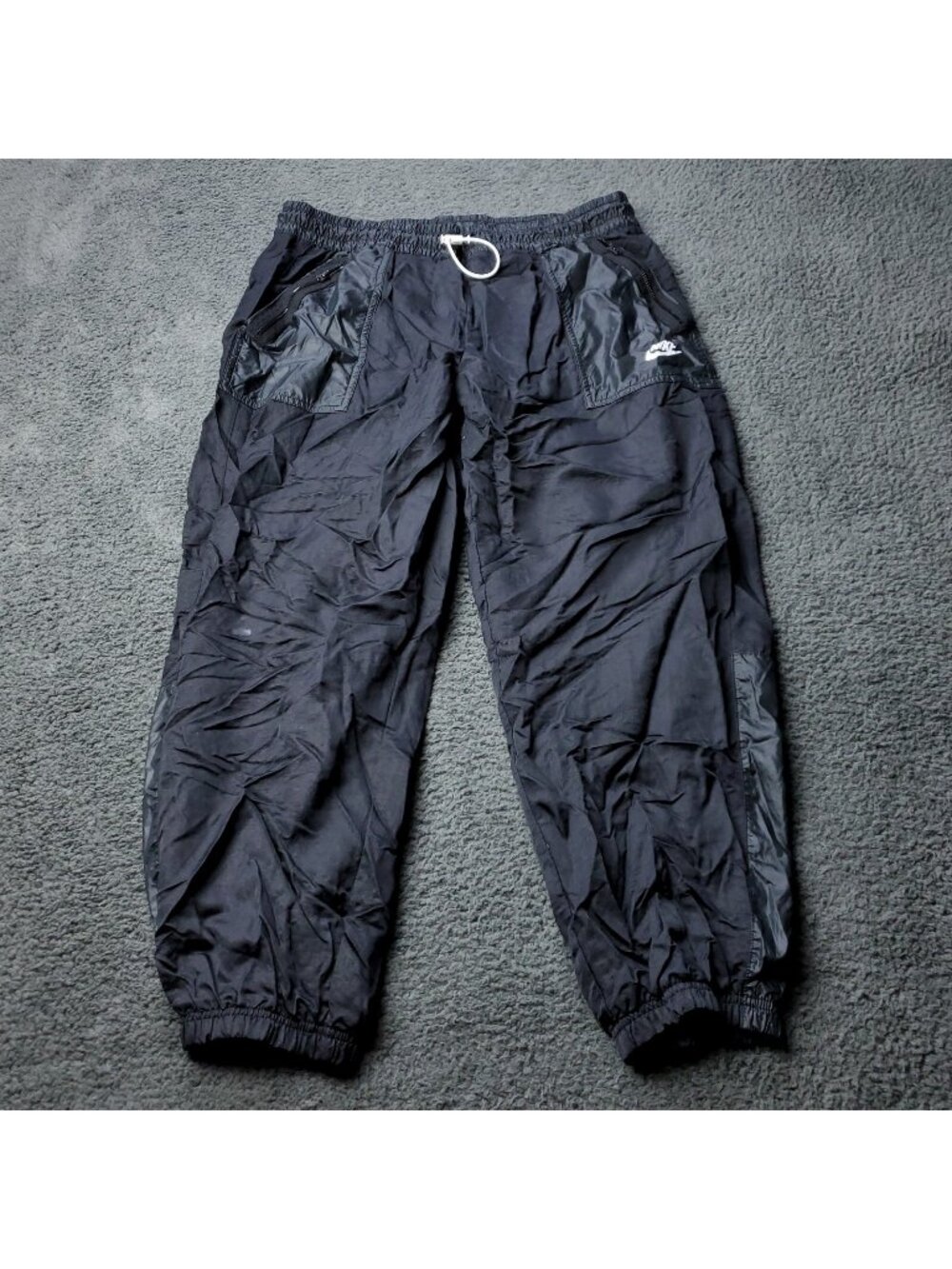 Nike Jogger Pants Men XL 34x27 Black Windbreaker Athletic Drawstring Casual y2K